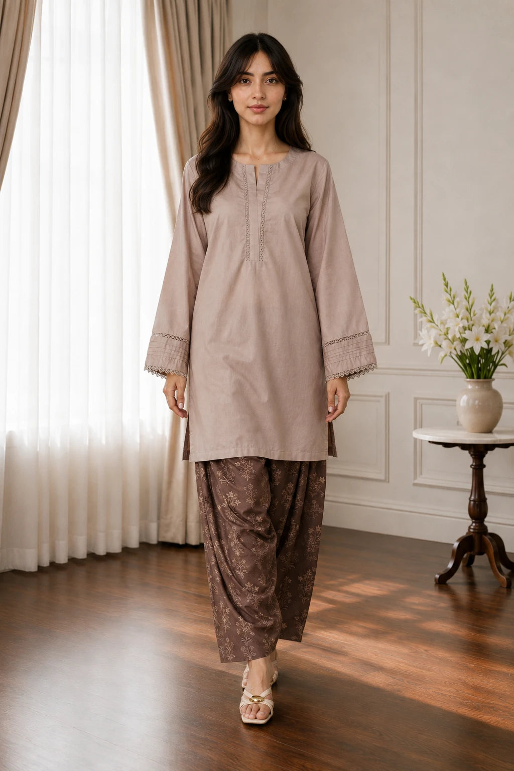Cotton 2pc set 466165 coffeeBeige