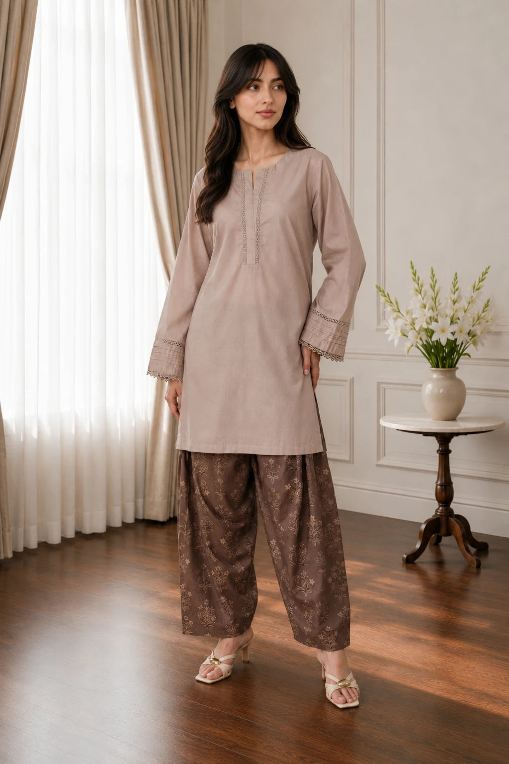 Cotton 2pc set 466165 coffeeBeige