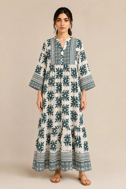 Lawn frock 45528 GreenMosaic