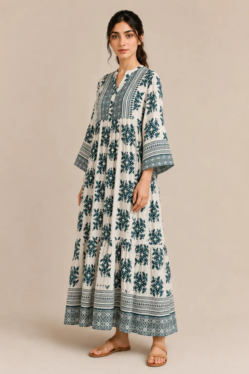 Lawn frock 45528 GreenMosaic