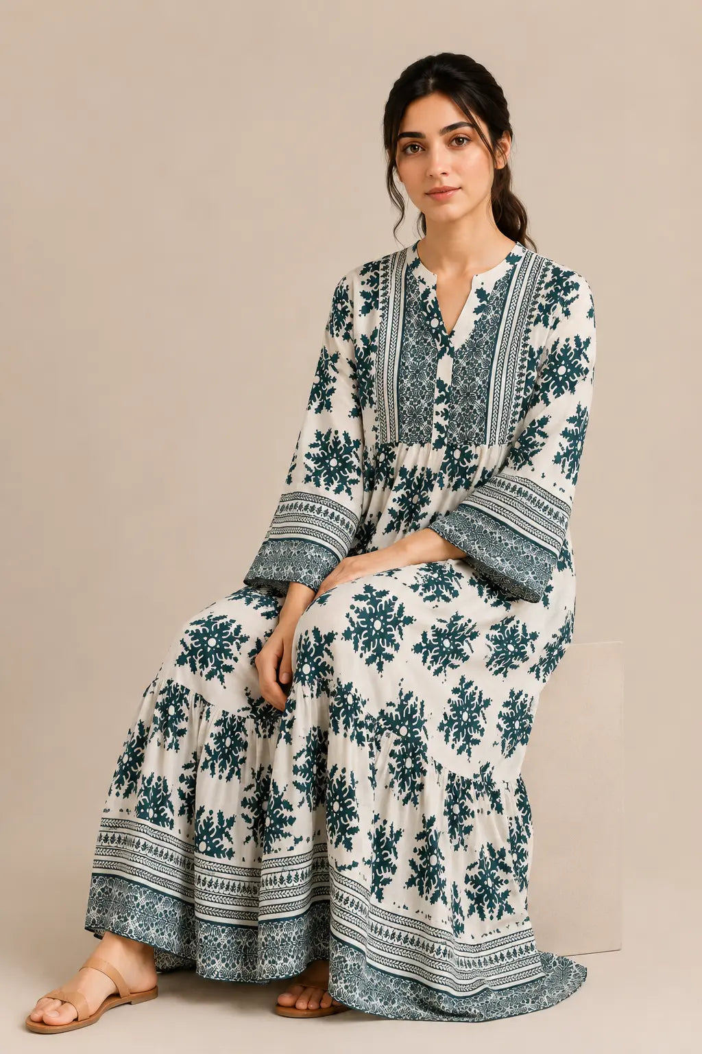 Lawn frock 45528 GreenMosaic