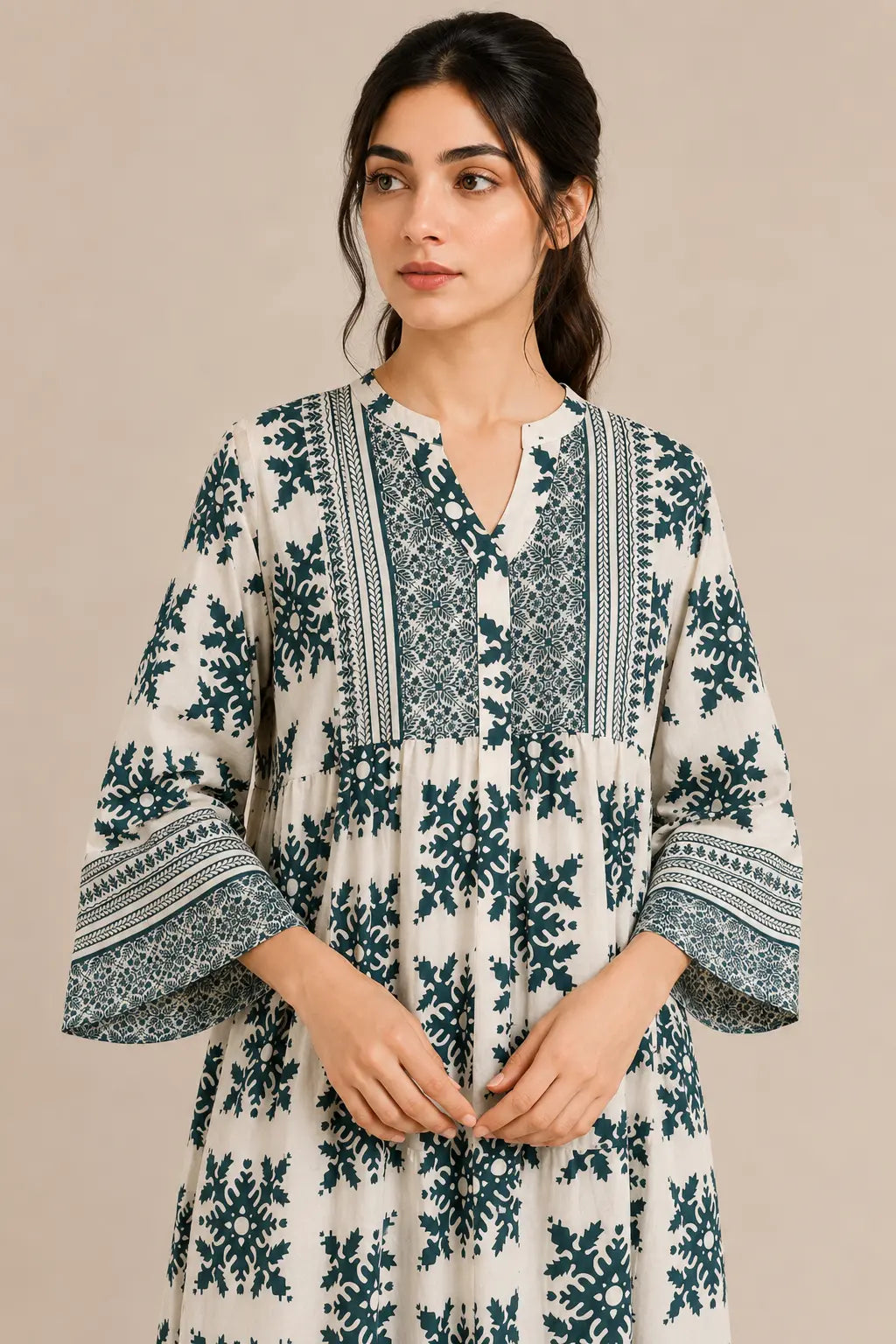 Lawn frock 45528 GreenMosaic