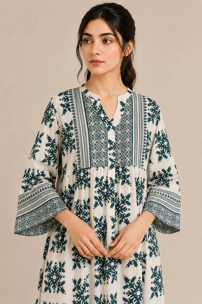 Lawn frock 45528 GreenMosaic