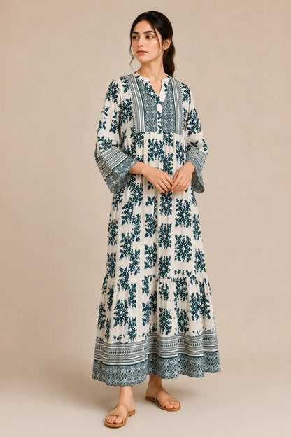 Lawn frock 45528 GreenMosaic