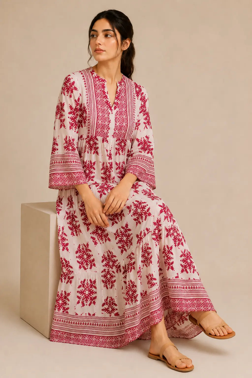 Lawn frock 45528 PinkMosaic