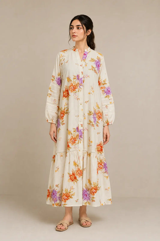 Lawn frock 45522 CreamFlora