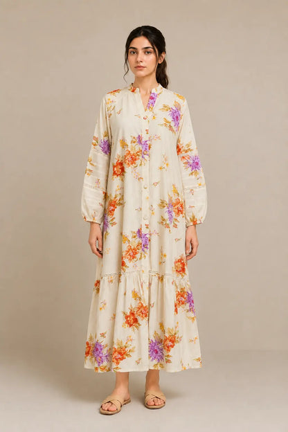 Lawn frock 45522 CreamFlora