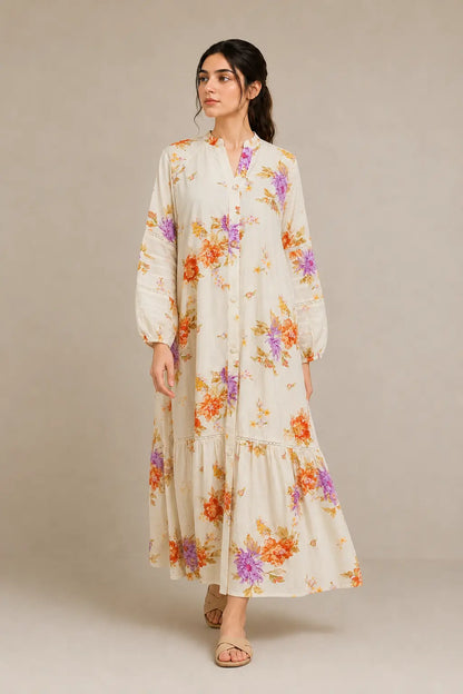 Lawn frock 45522 CreamFlora