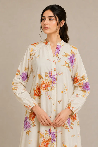 Lawn frock 45522 CreamFlora