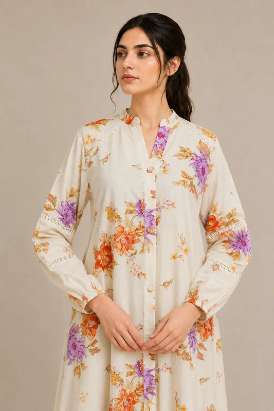 Lawn frock 45522 CreamFlora