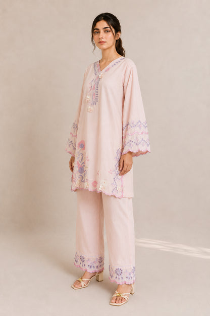 Embroidered 2pc Pink Azure- 456230