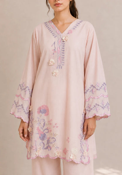 Embroidered 2pc Pink Azure- 456230