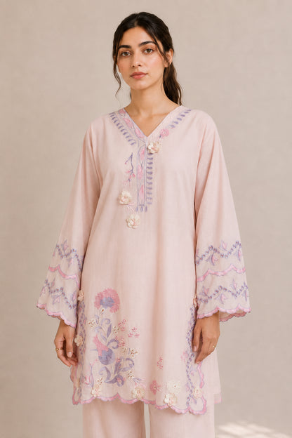 Embroidered 2pc Pink Azure- 456230