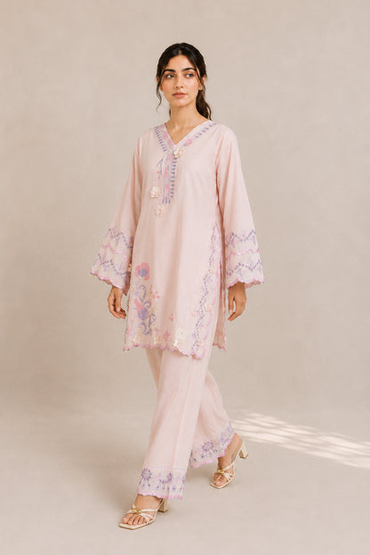 Embroidered 2pc Pink Azure- 456230