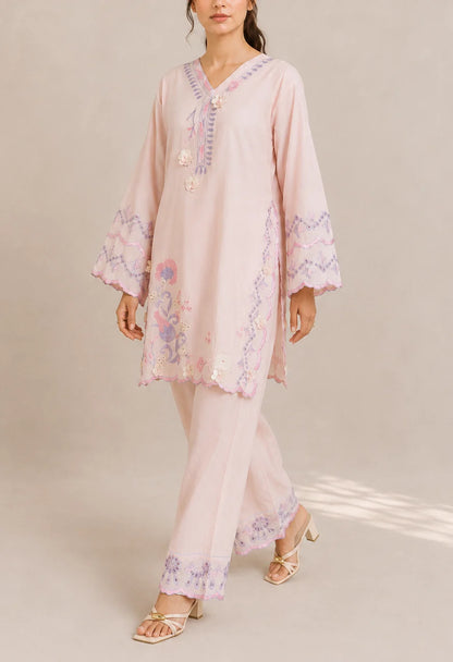 Embroidered 2pc Pink Azure- 456230