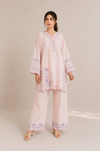 Embroidered 2pc Pink Azure- 456230