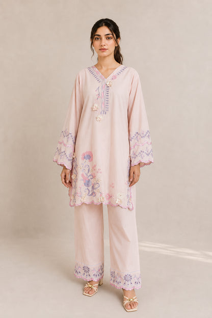 Embroidered 2pc Pink Azure- 456230