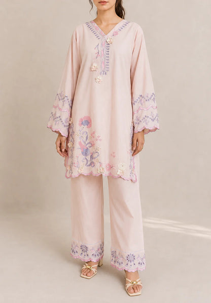 Embroidered 2pc Pink Azure- 456230