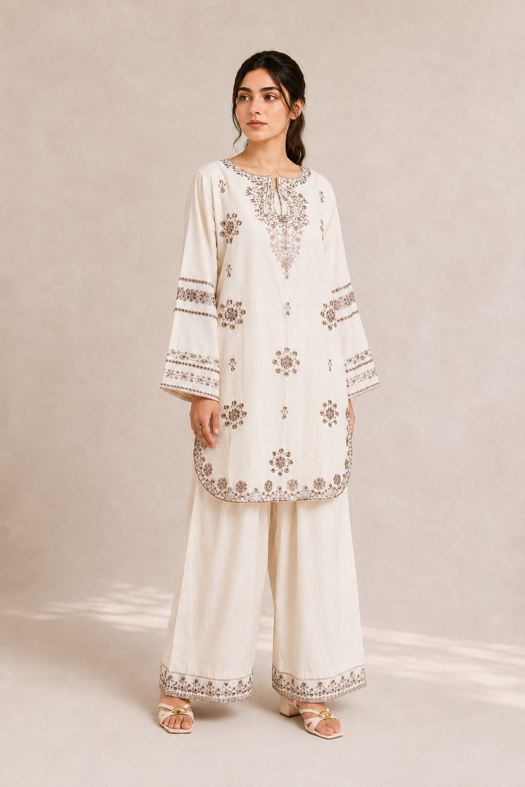 Embroidered 2pc Cream - 456238