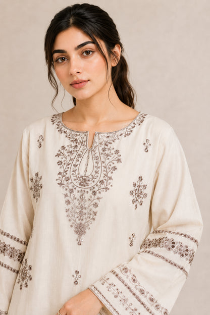 Embroidered 2pc Cream - 456238