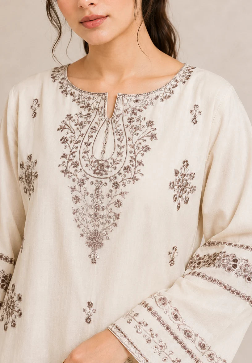 Embroidered 2pc Cream - 456238