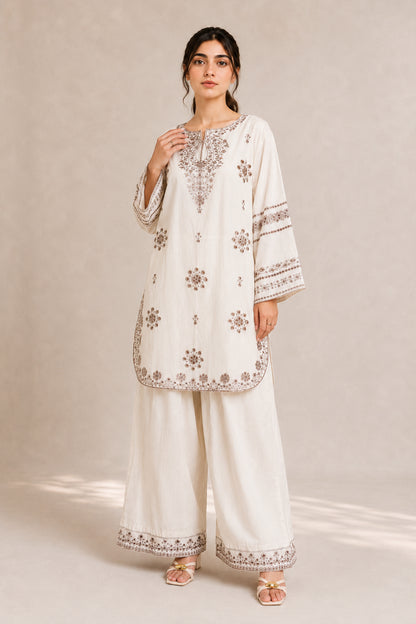 Embroidered 2pc Cream - 456238