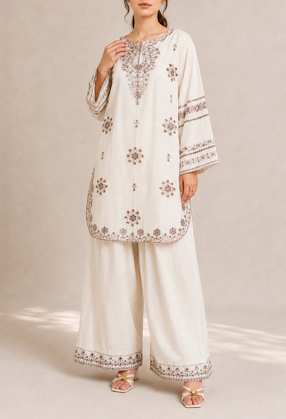 Embroidered 2pc Cream - 456238