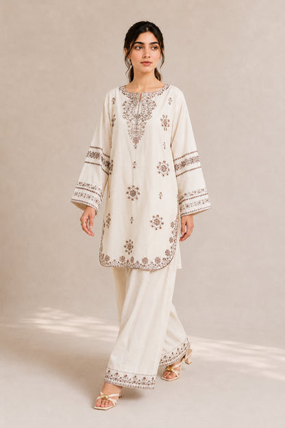 Embroidered 2pc Cream - 456238
