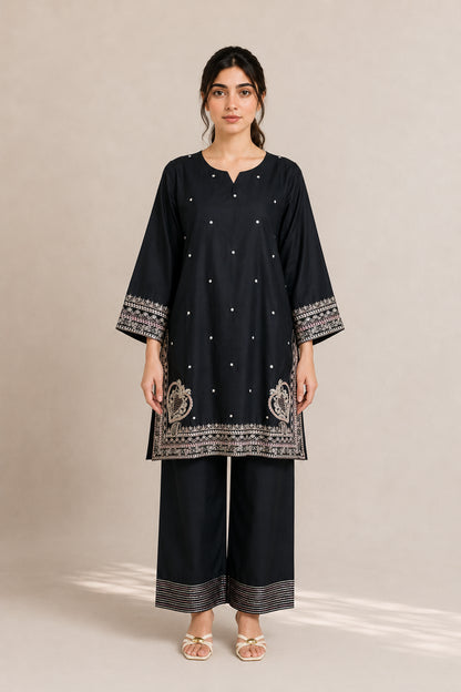 Embroidered 2pc black 456235