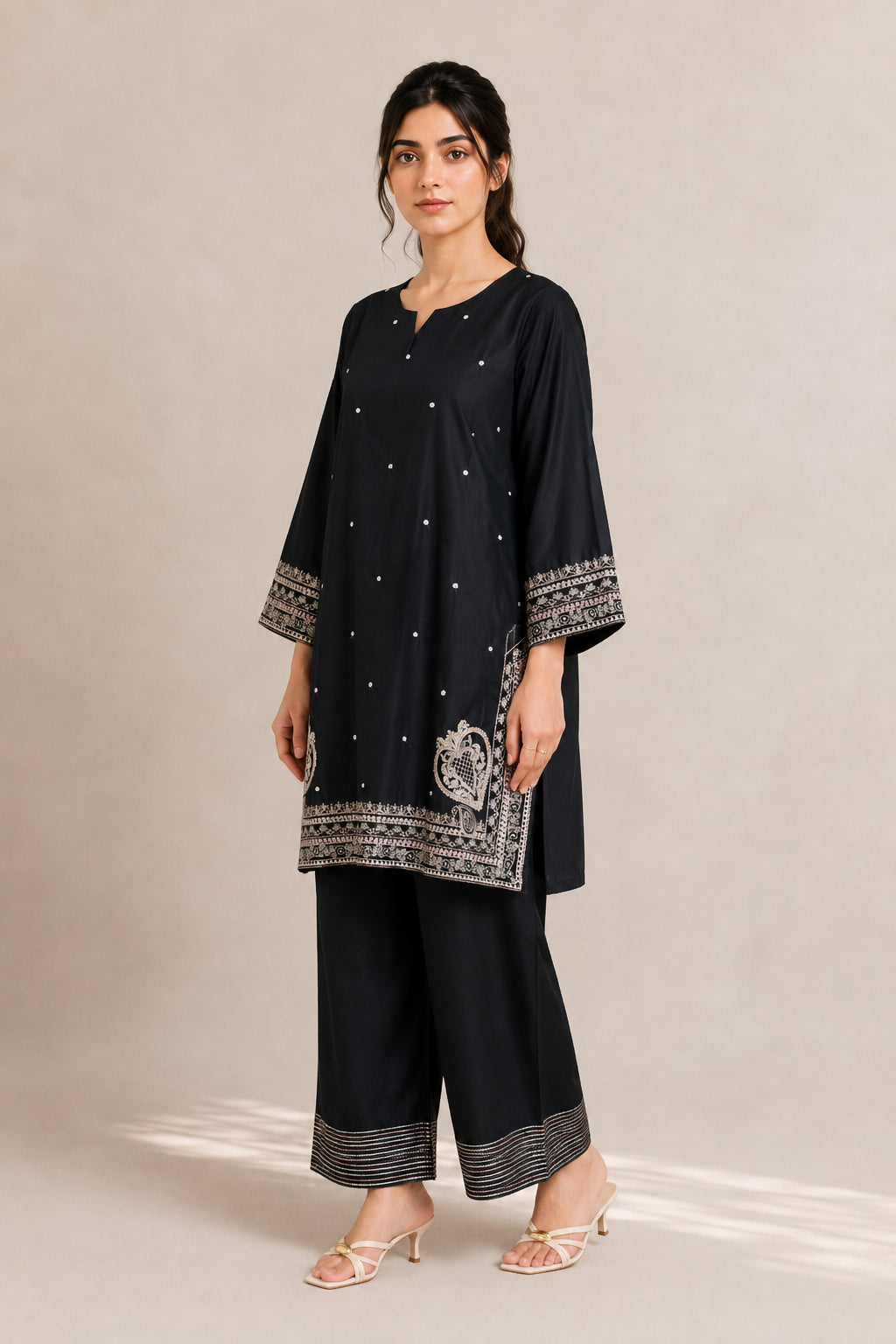 Embroidered 2pc black 456235
