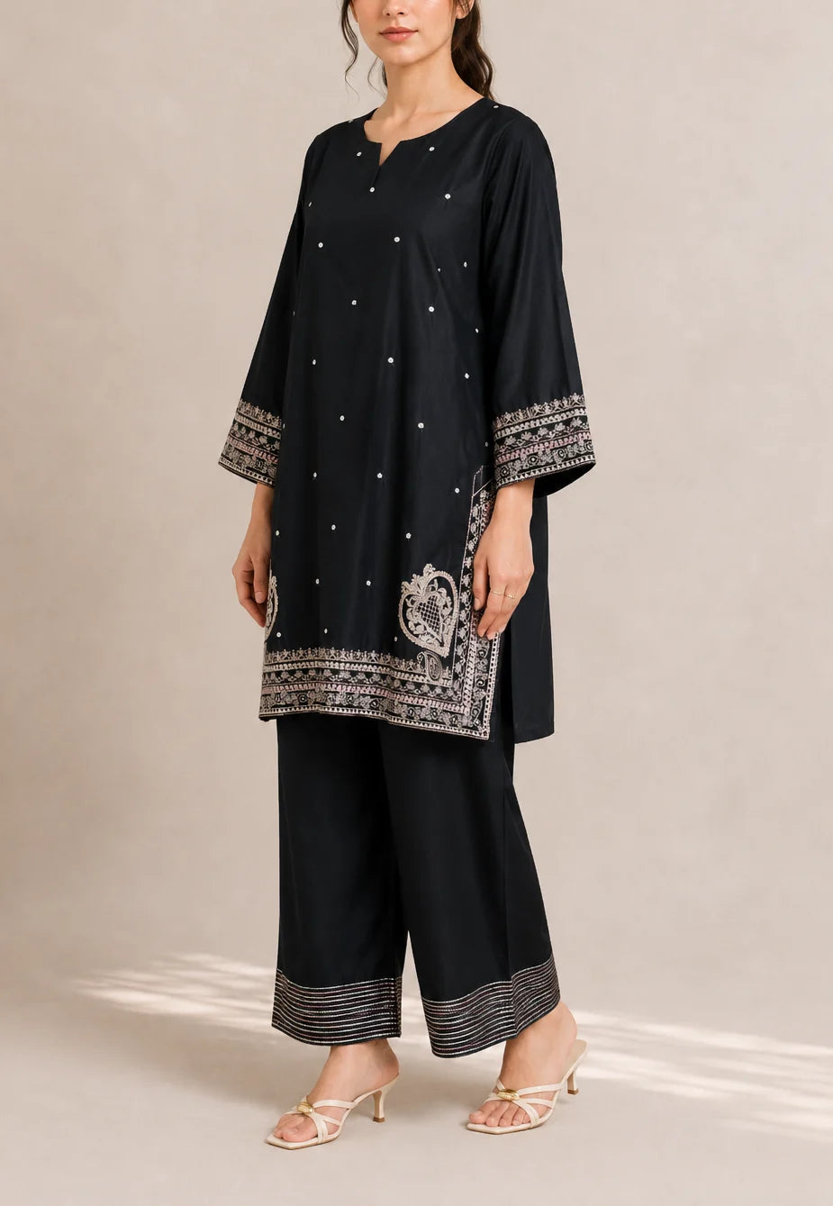 Embroidered 2pc black 456235