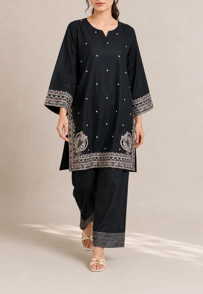 Embroidered 2pc black 456235