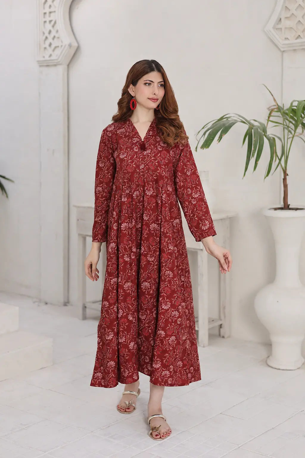 Lawn frock 85520 Red Wine