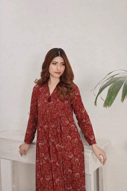 Lawn frock 85520 Red Wine