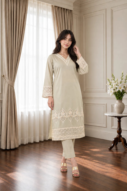 Cotton emb 2pc -78386 ivory