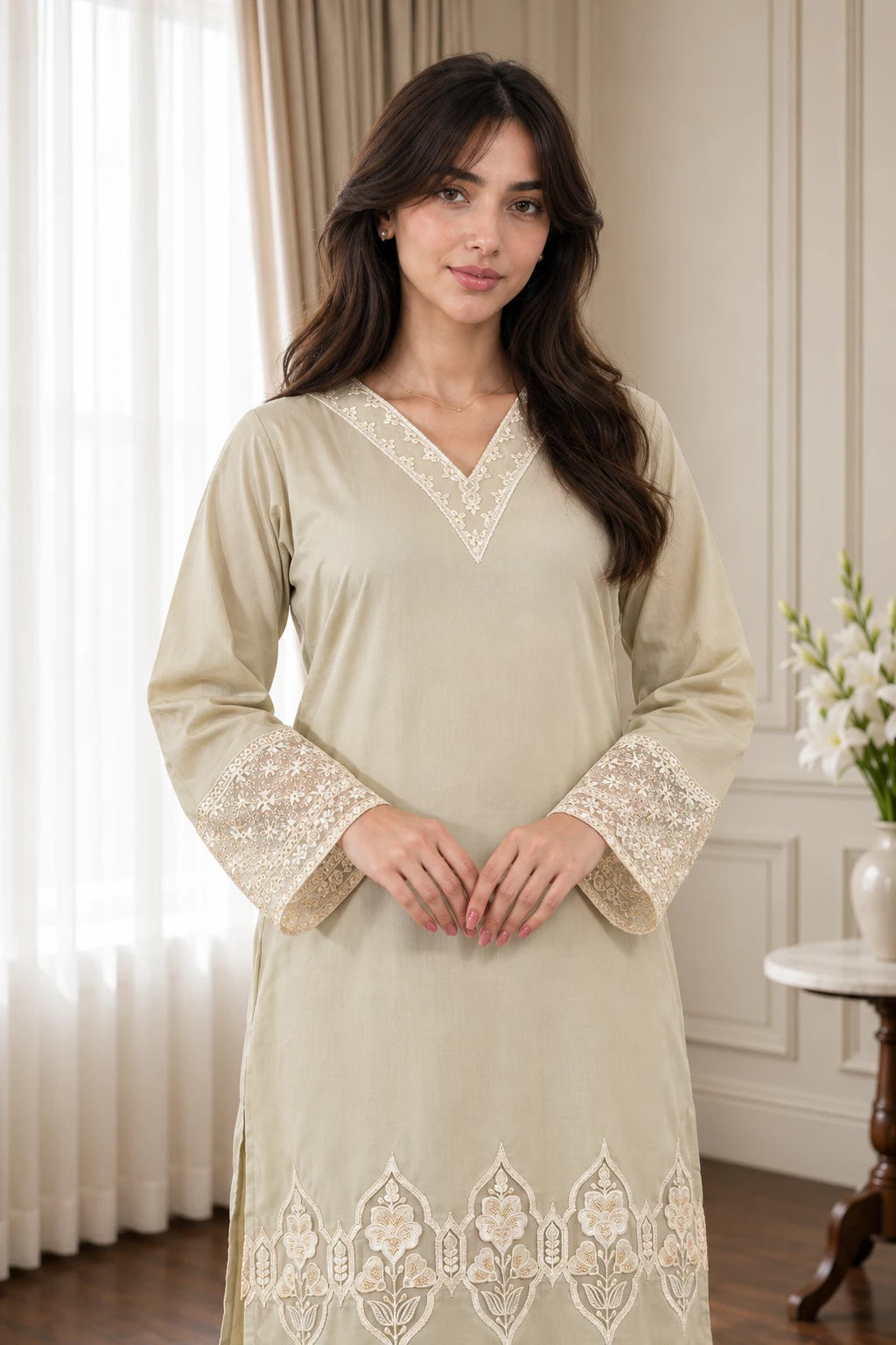 Cotton emb 2pc -78386 ivory