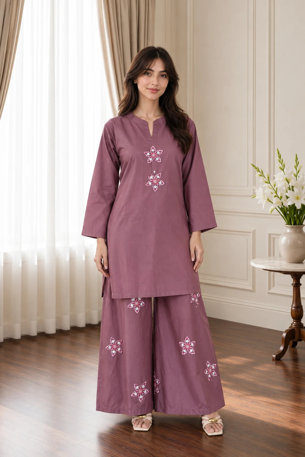 Embroidered 2pc Muave- 456290