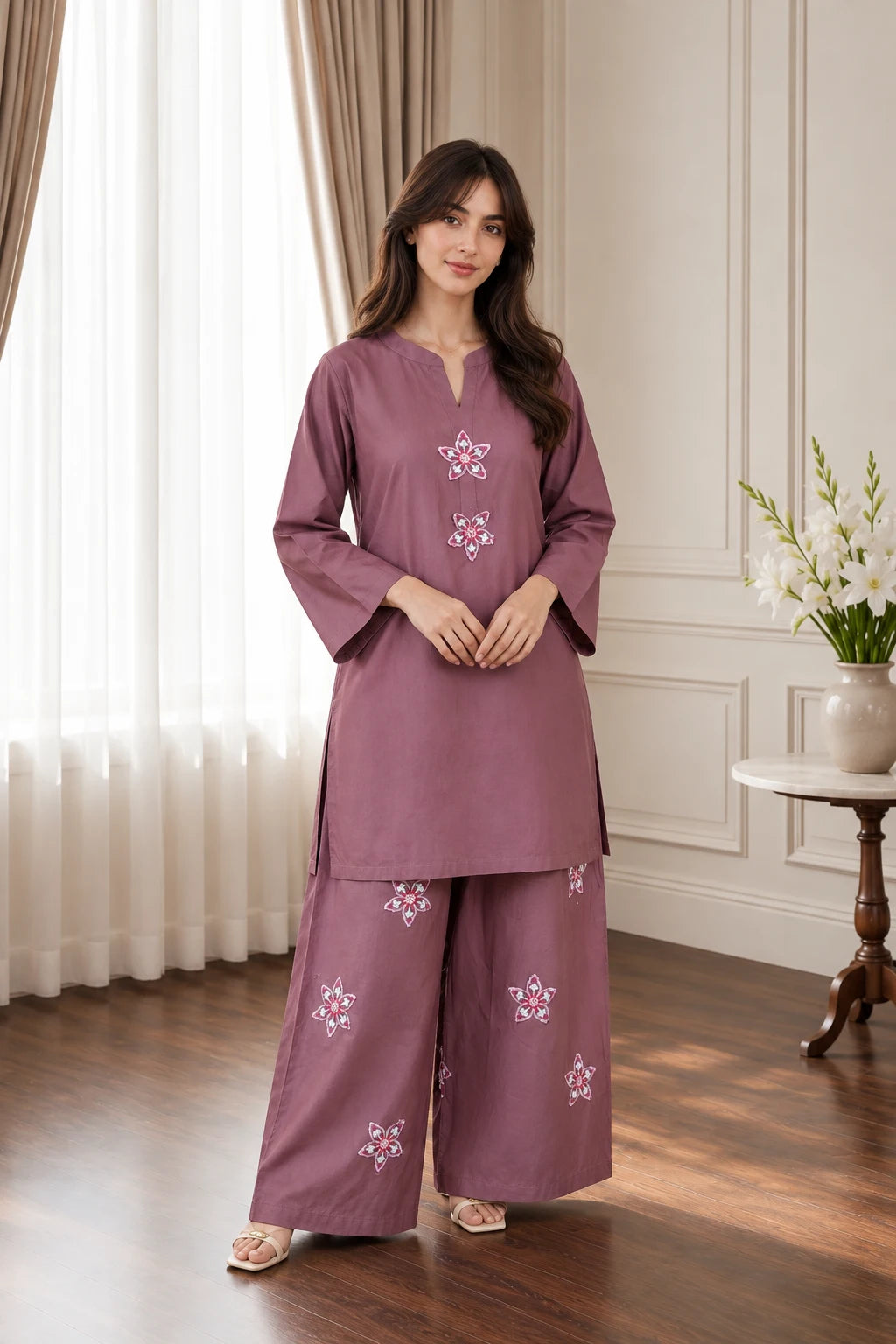 Embroidered 2pc Muave- 456290