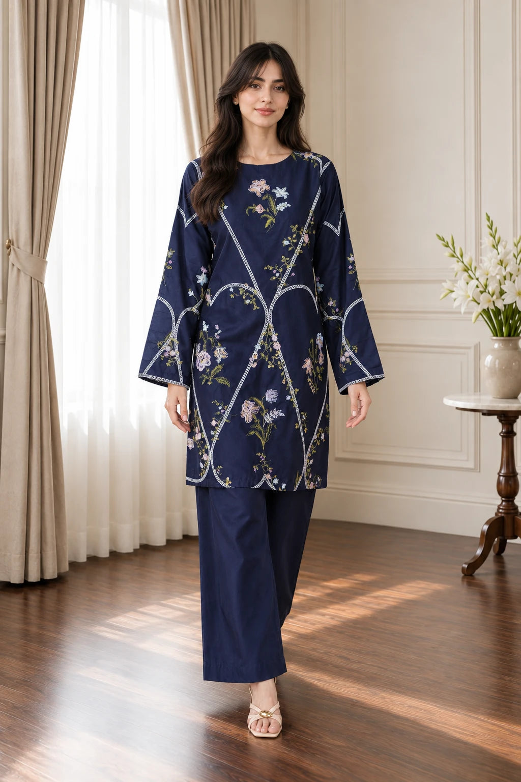 Embroidered 2pc Navy<3- 456285