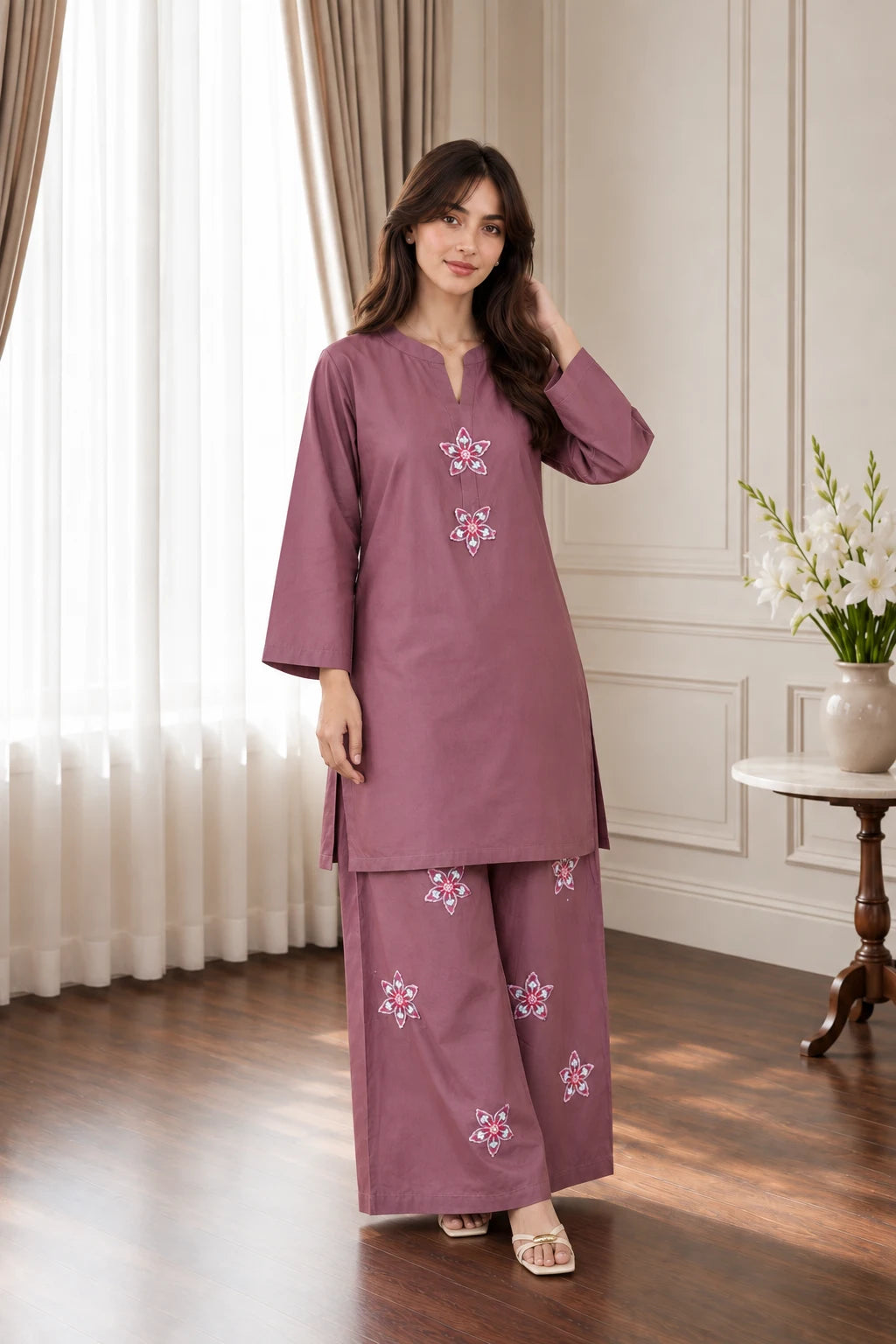 Embroidered 2pc Muave- 456290