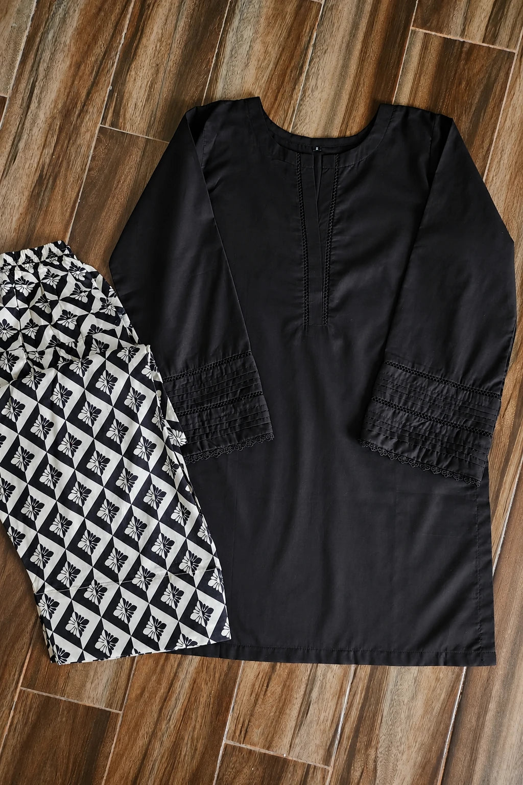 Cotton 2pc set 466167 blackwhite