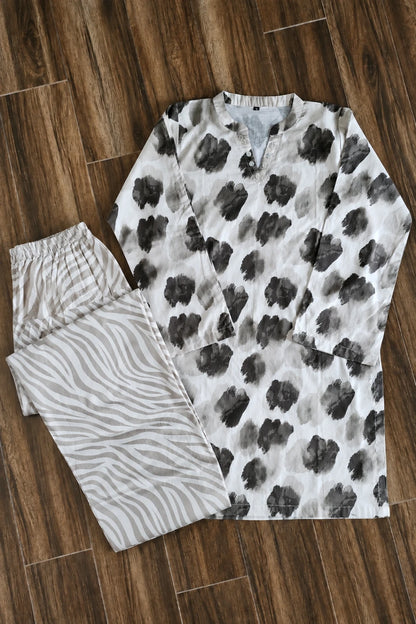 Cotton 2pc set 466159 beige abstract