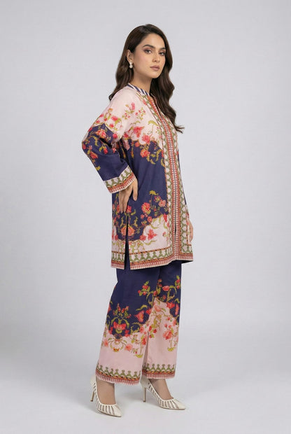 Crepe printed set 79410 NavyPeach
