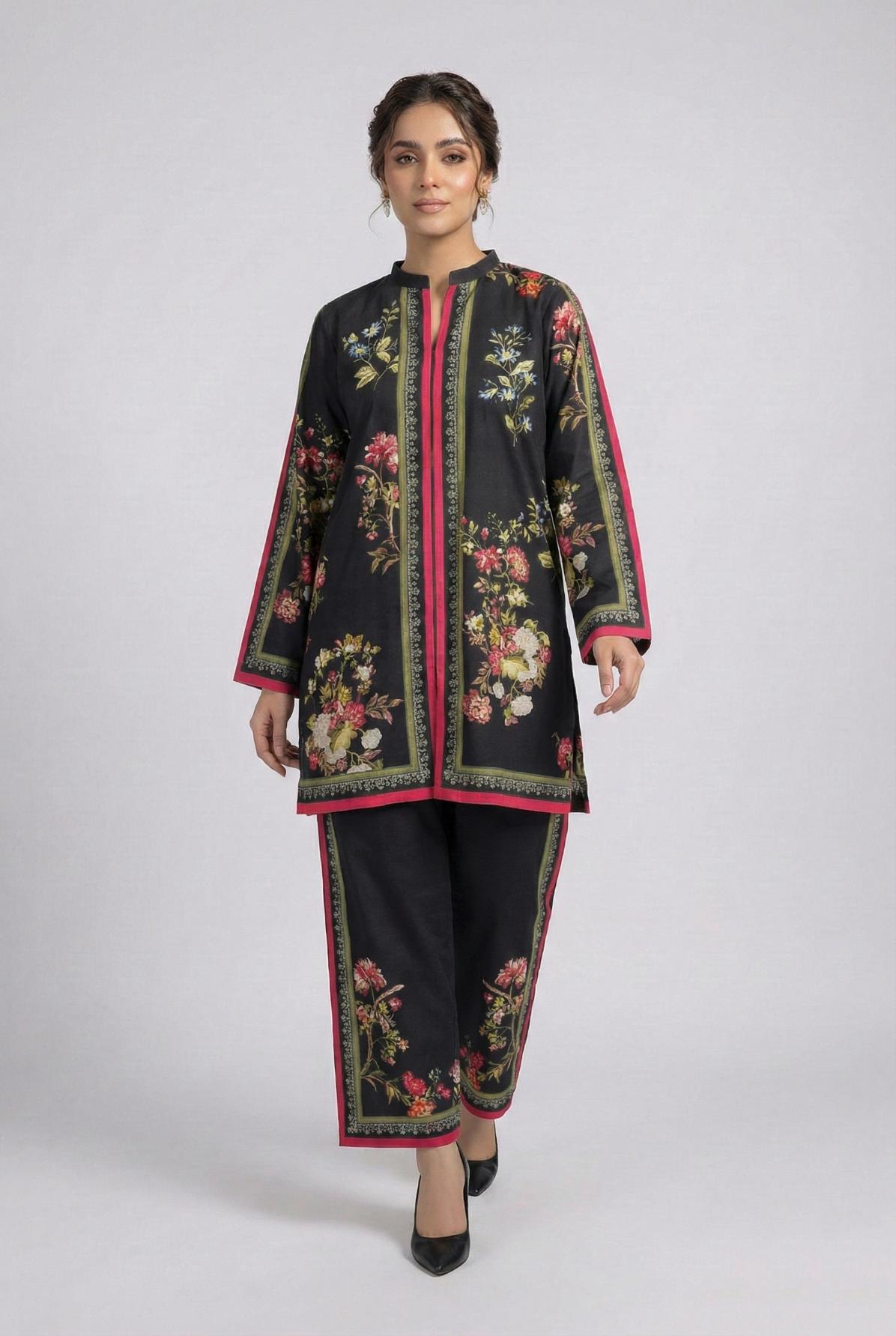 Crepe printed set 79412 blackFl