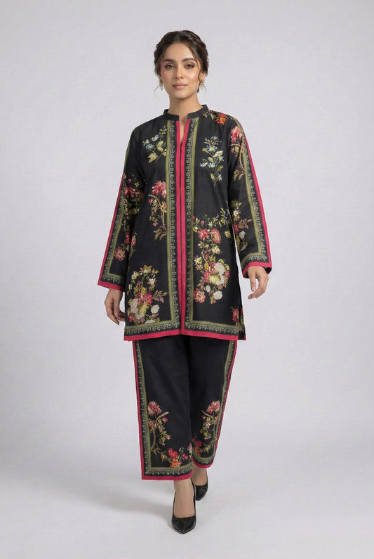 Crepe printed set 79412 blackFl