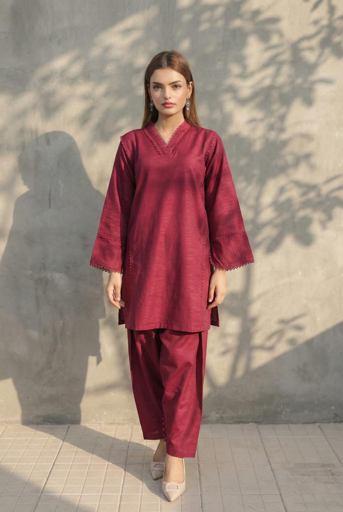 Khaddar set Magenta 808882