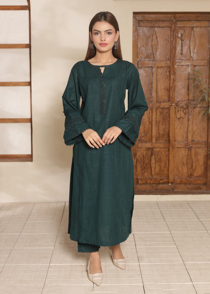 Deep Emerald Green khaddar set 79595