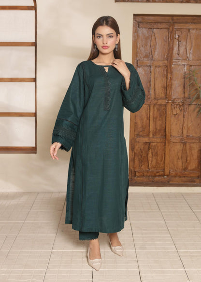 Deep Emerald Green khaddar set 79595