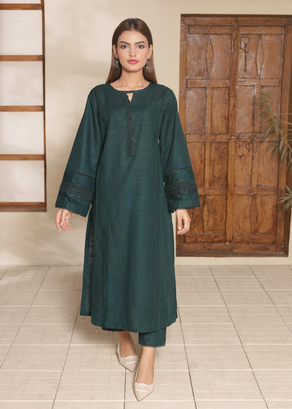 Deep Emerald Green khaddar set 79595