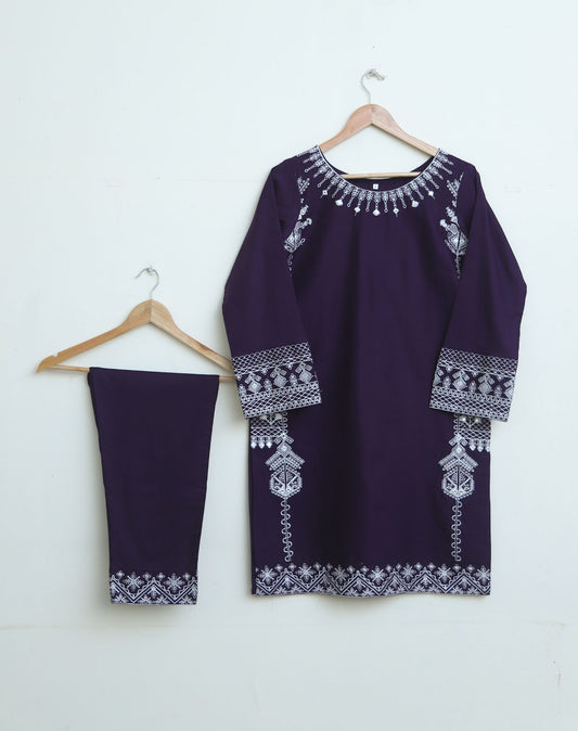 cotton Emb 2pc purple 1945